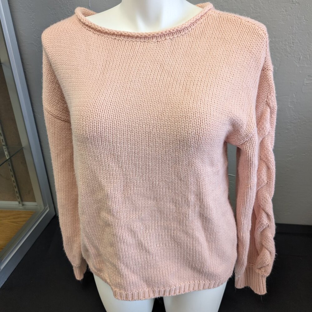 Lauren Conrad Pink Chunky Knit Crew Neck Acrylic Sweater Women's Large